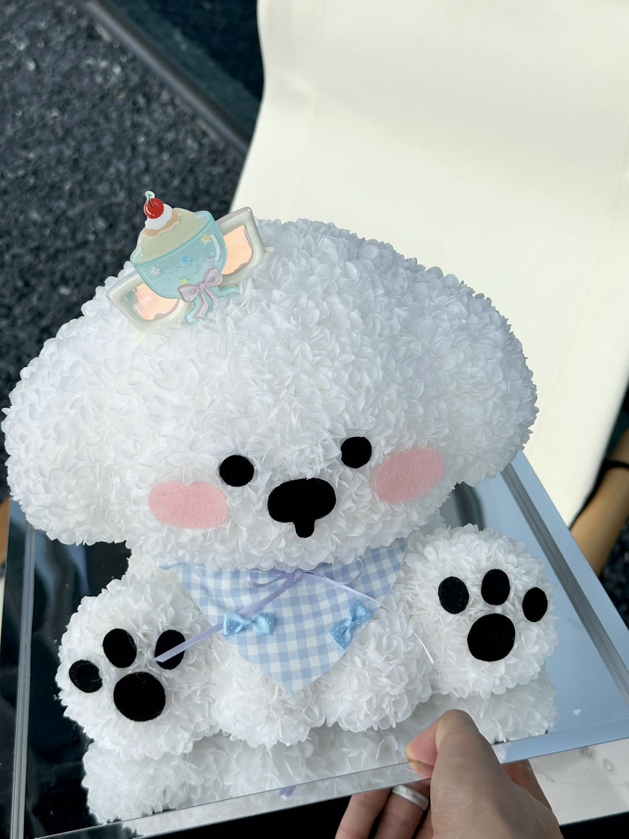 Preserved flower cute puppy preserved flower doll high-end light luxury gift for girlfriend or child