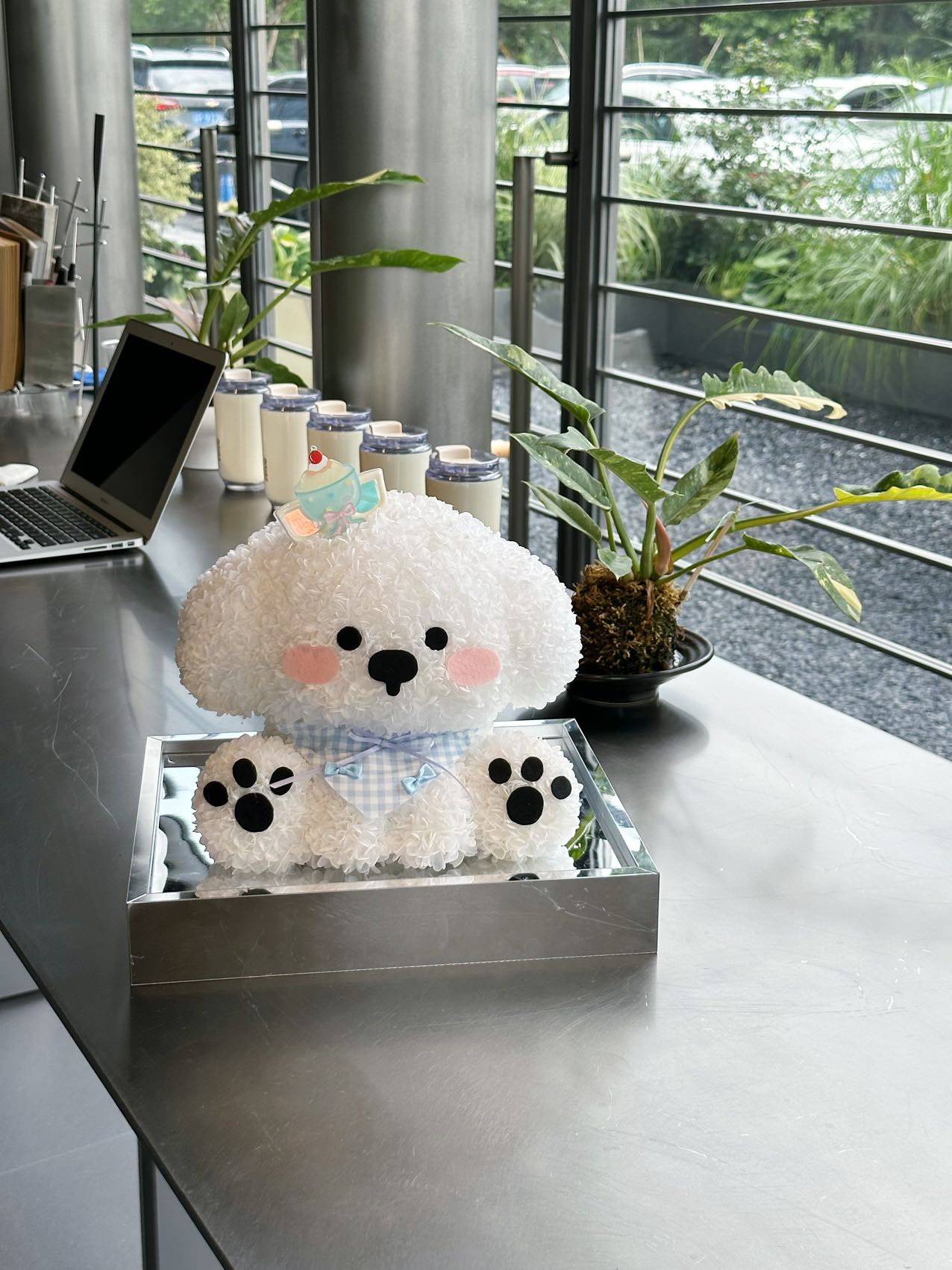 Preserved flower cute puppy preserved flower doll high-end light luxury gift for girlfriend or child