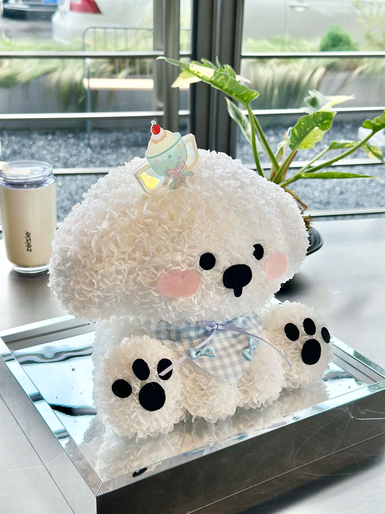 Preserved flower cute puppy preserved flower doll high-end light luxury gift for girlfriend or child