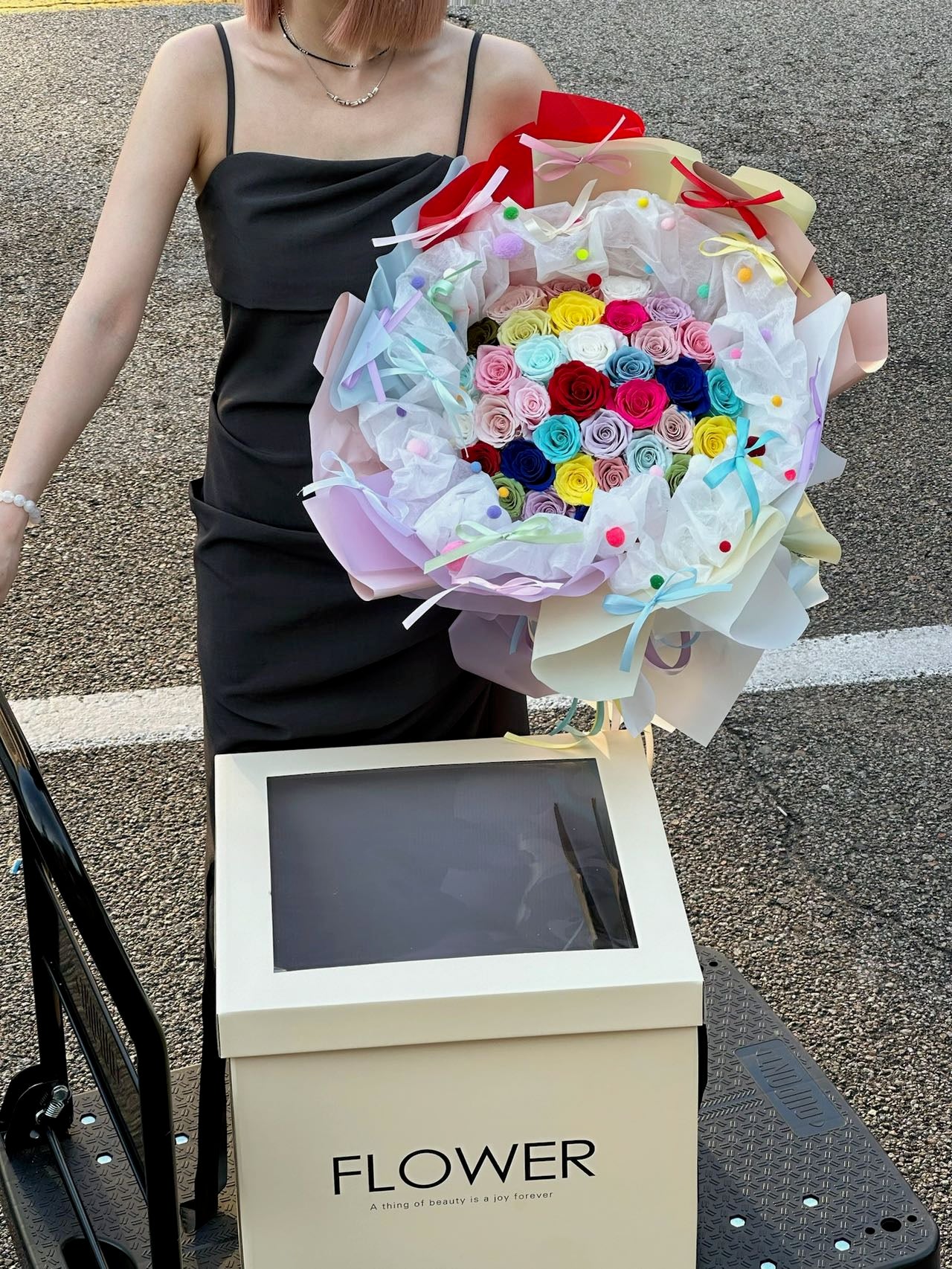 Preserved Flower Dopamine Rose Bouquet Colorful Rose Bouquet for Girlfriend's Birthday Gift