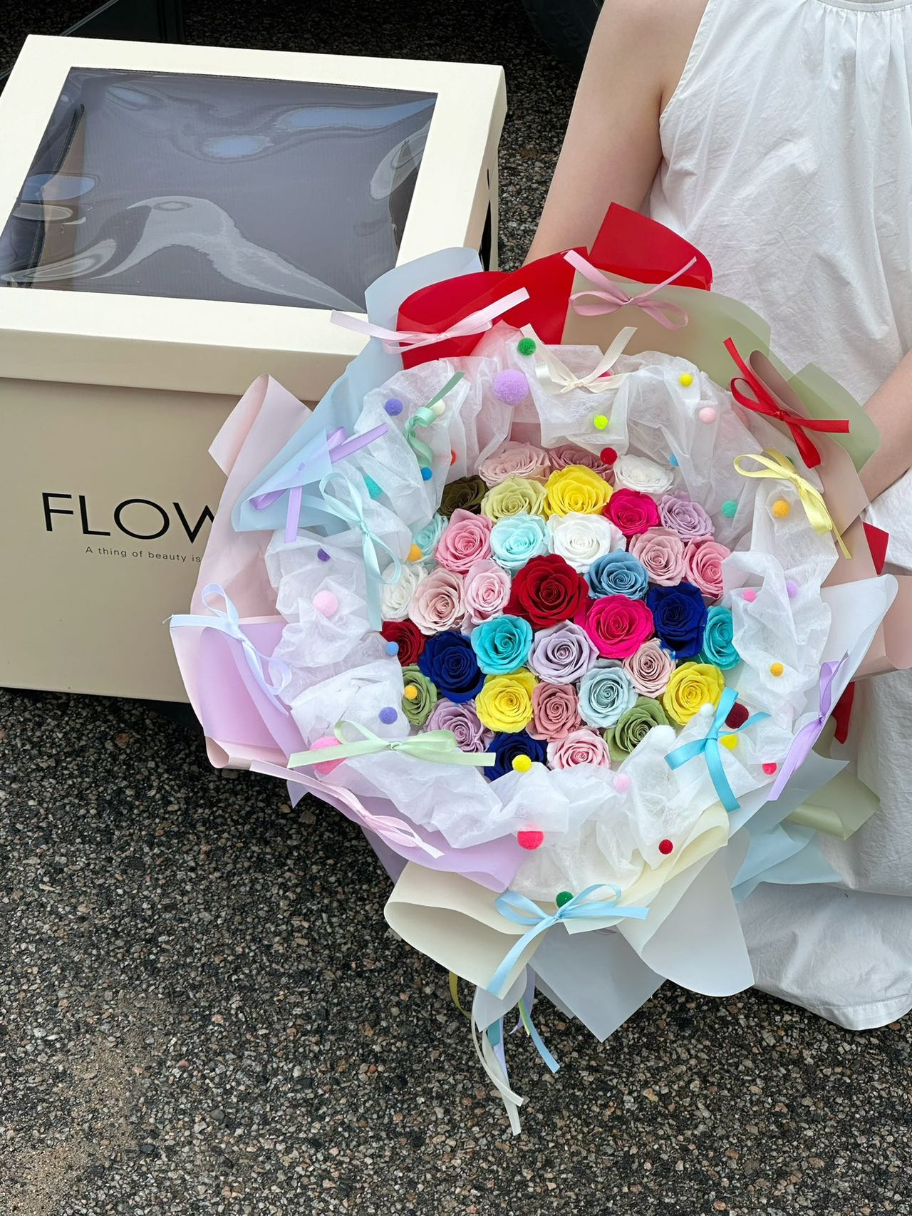 Preserved Flower Dopamine Rose Bouquet Colorful Rose Bouquet for Girlfriend's Birthday Gift