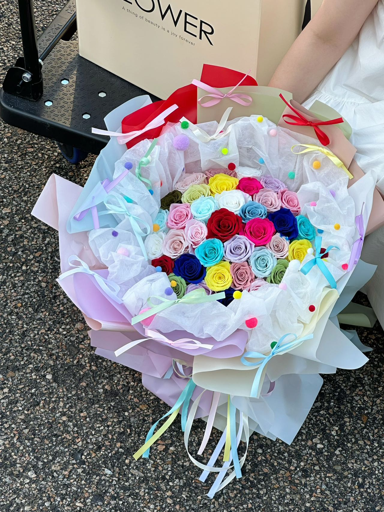 Preserved Flower Dopamine Rose Bouquet Colorful Rose Bouquet for Girlfriend's Birthday Gift