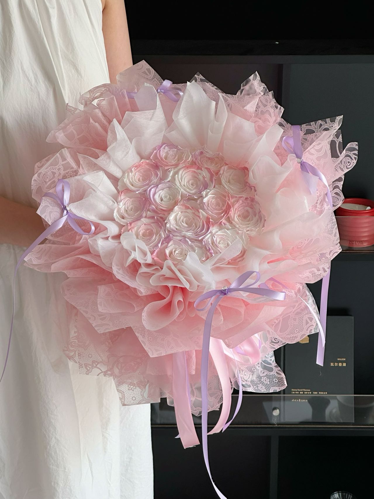 Valentine's Day preserved flower bouquet (13 roses) for your girlfriend, wife, or lover.