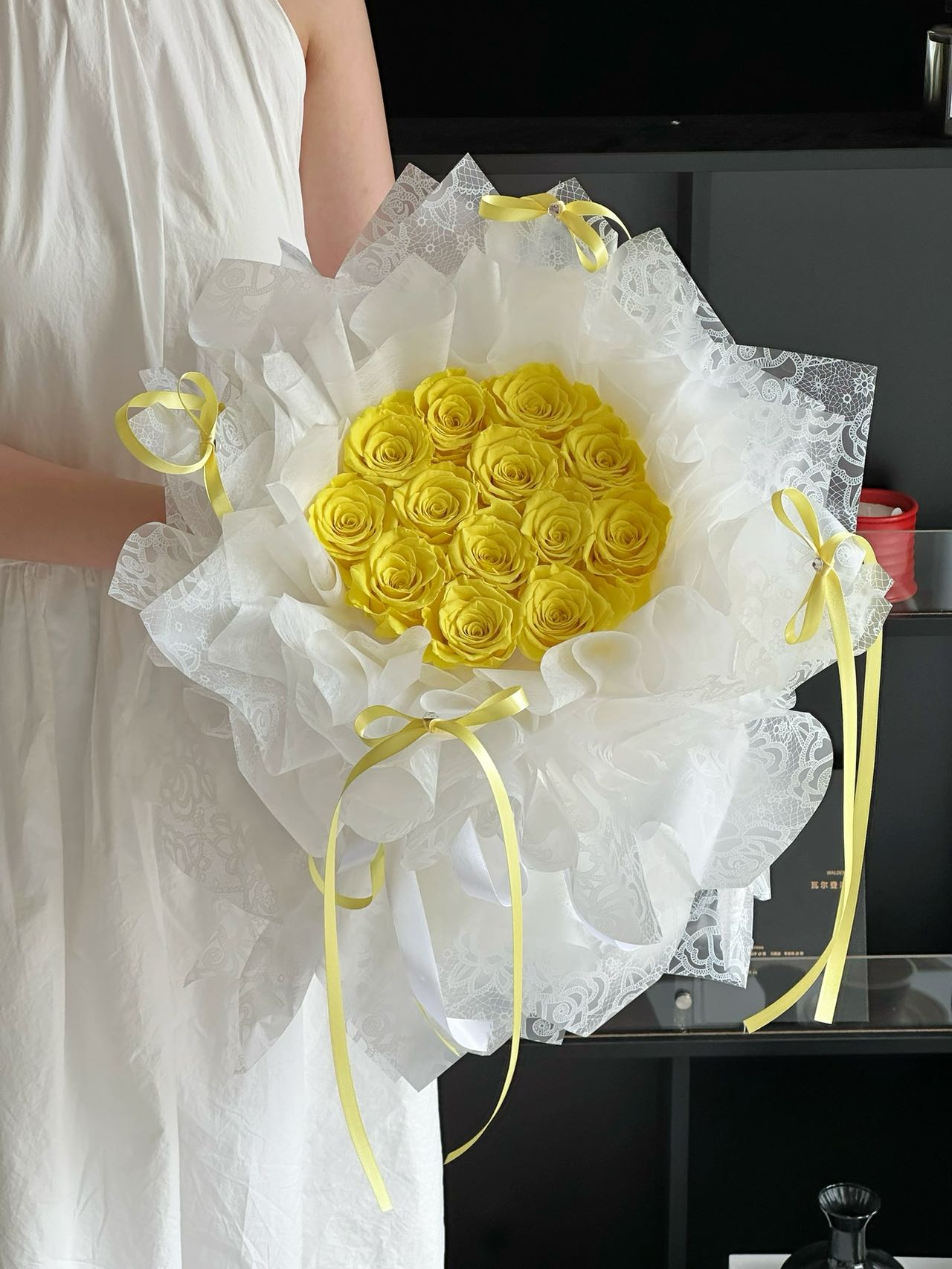 Valentine's Day preserved flower bouquet (13 roses) for your girlfriend, wife, or lover.