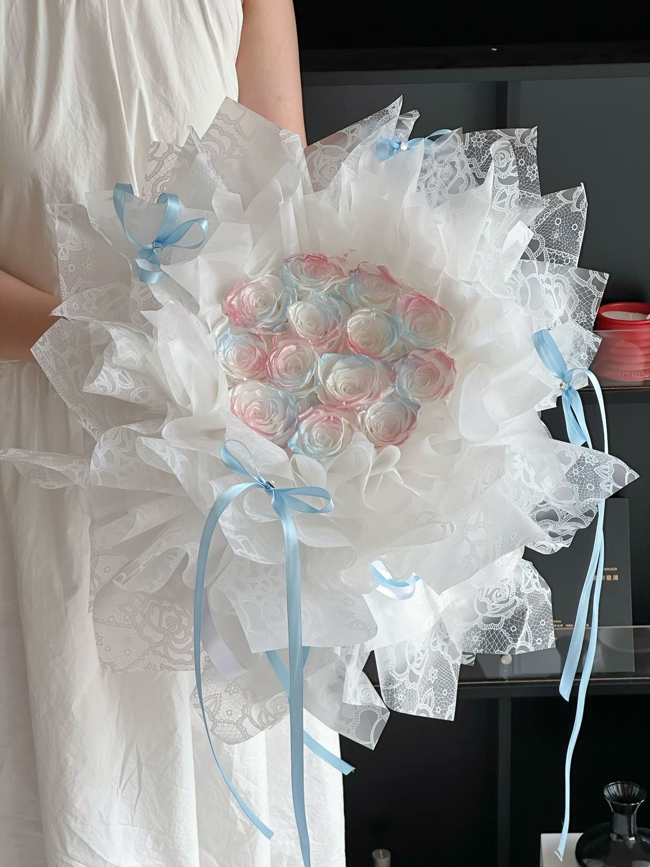 Valentine's Day preserved flower bouquet (13 roses) for your girlfriend, wife, or lover.