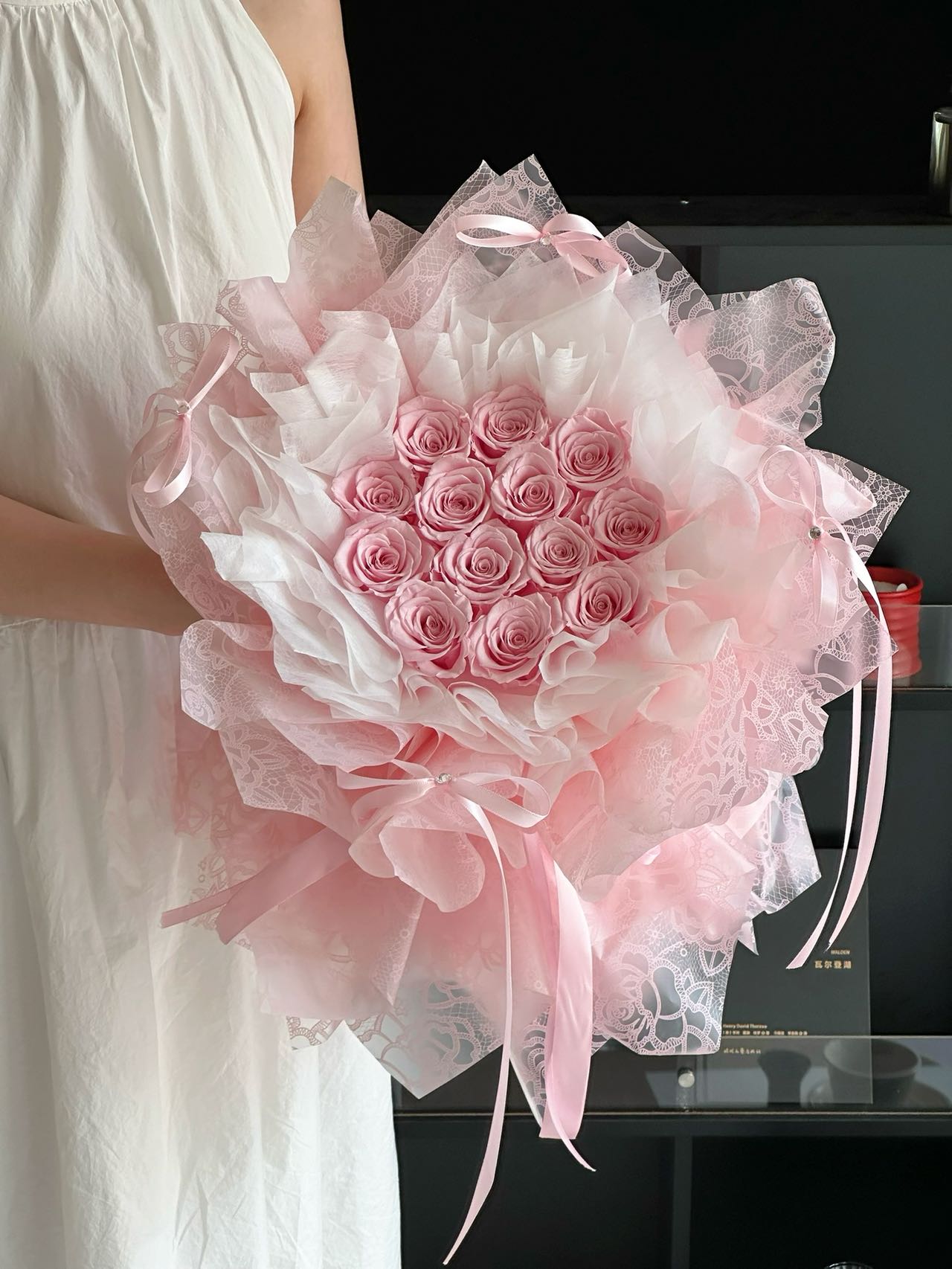 Valentine's Day preserved flower bouquet (13 roses) for your girlfriend, wife, or lover.