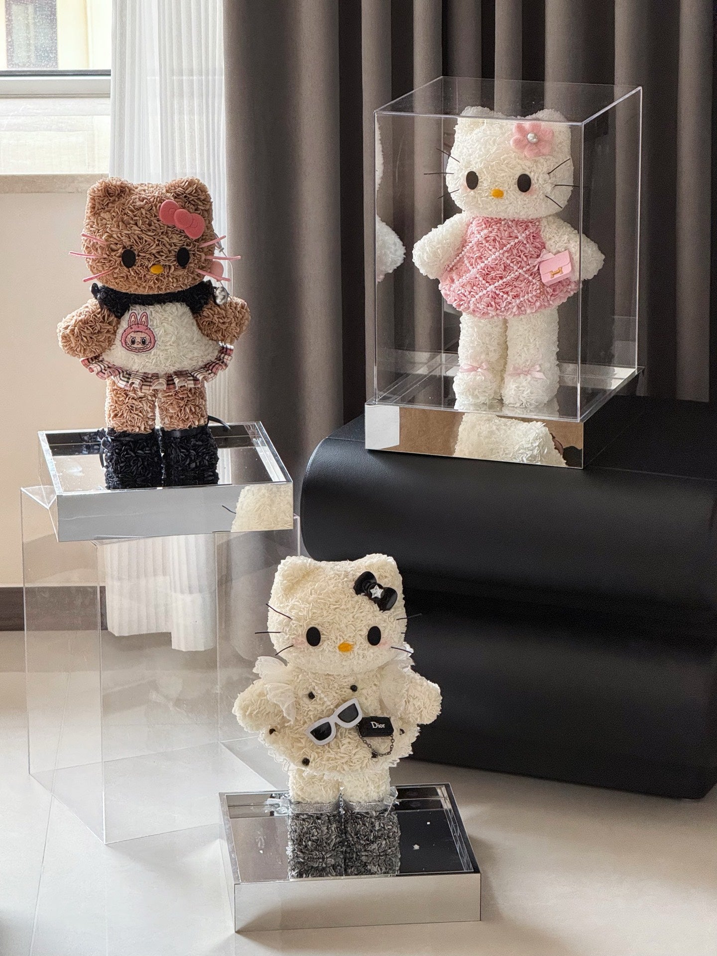 Preserved Flower Hello Kitty Doll - Cute Perpetual Bloom Plush Toy for Gift & Decoration