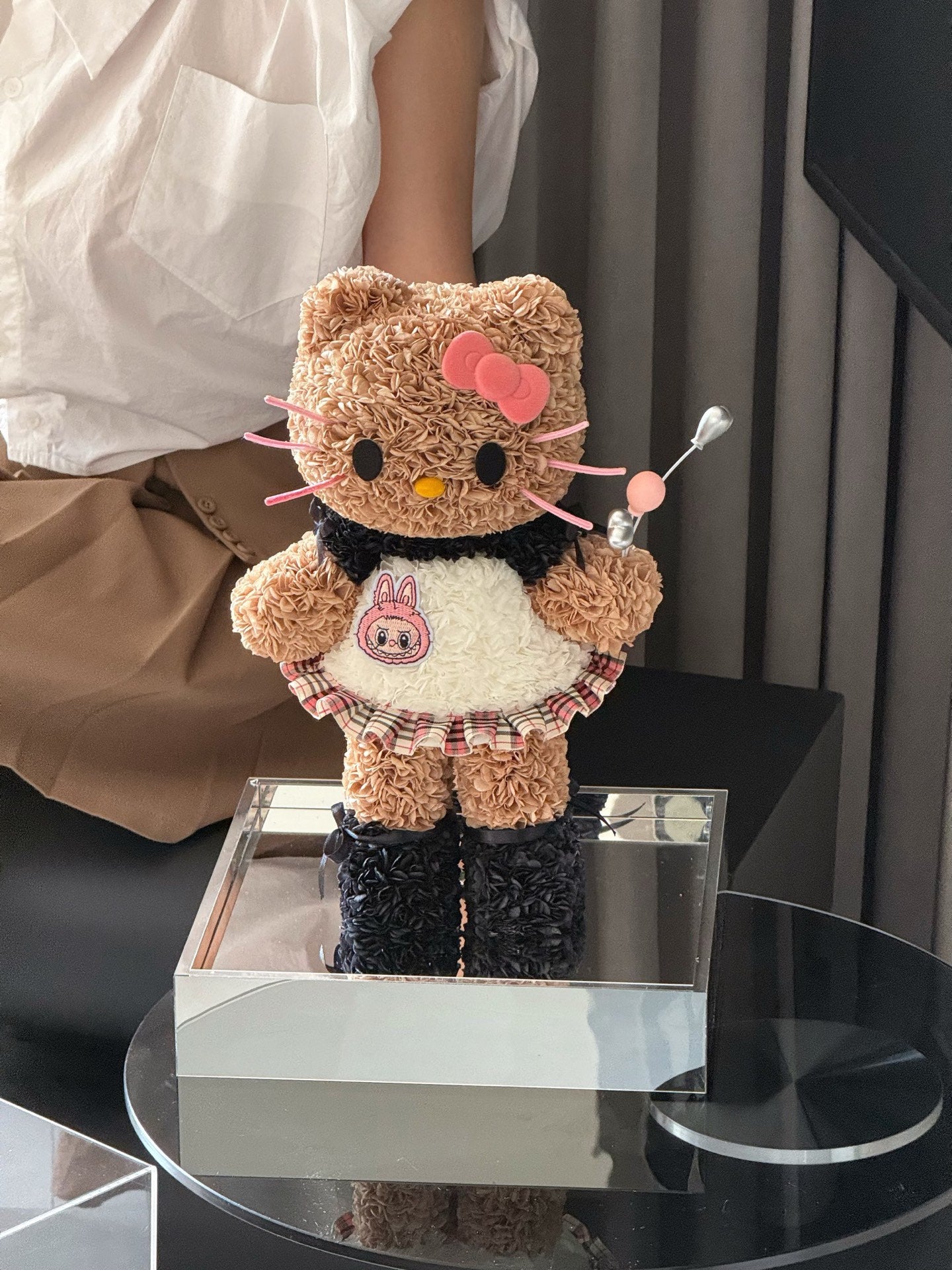 Preserved Flower Hello Kitty Doll - Cute Perpetual Bloom Plush Toy for Gift & Decoration