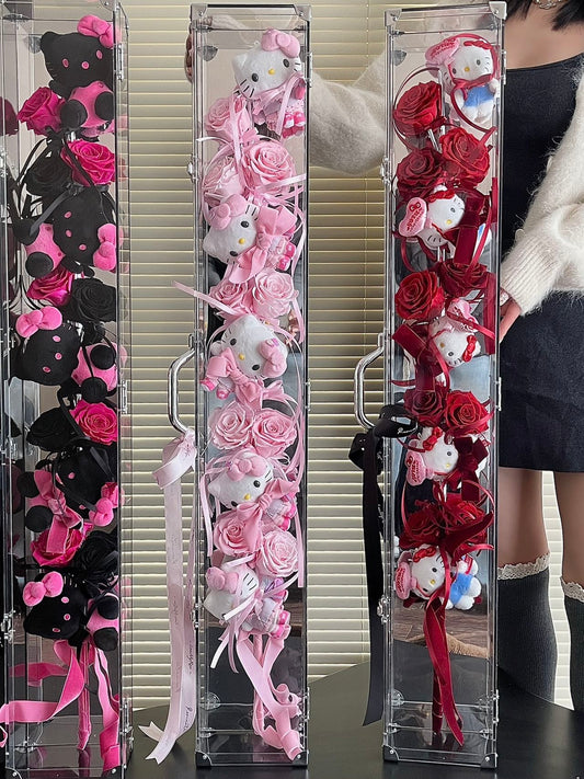 Preserved Rose Gift Box Preserved Flowers and Hello Kitty Combination Luxury Birthday Gift Wedding Proposal Anniversary Gift Valentine's Day Gift