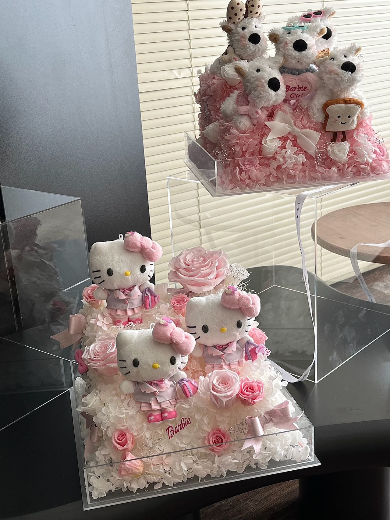 Preserved flowers and West Highland Terrier dog combination garden eternal rose gift birthday gift