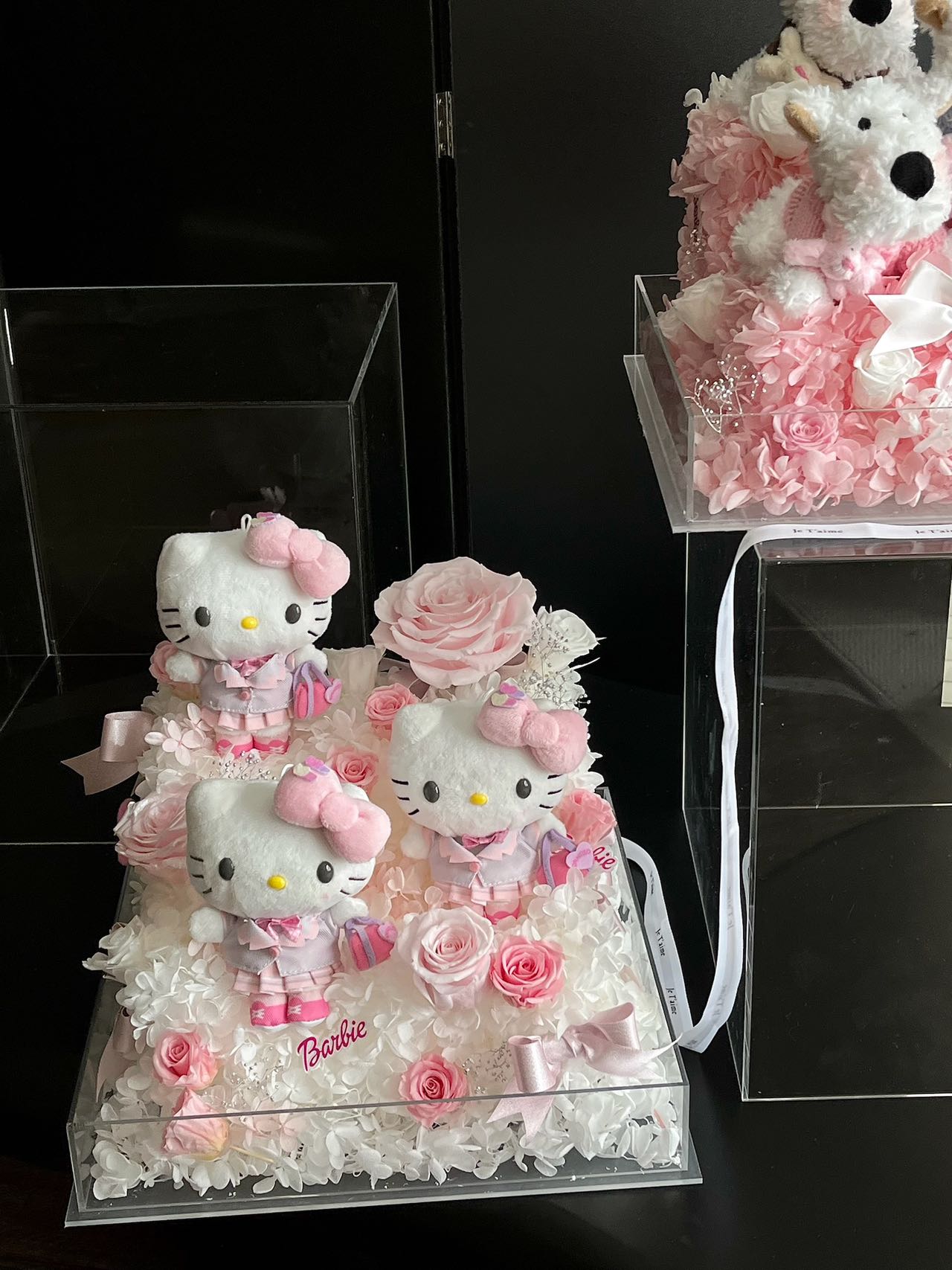 Preserved flowers and West Highland Terrier dog combination garden eternal rose gift birthday gift