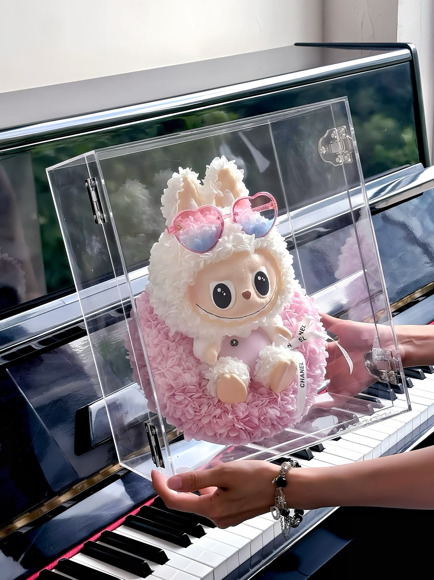 labubu doll preserved flower gift real flower gift box high-end light luxury birthday gift