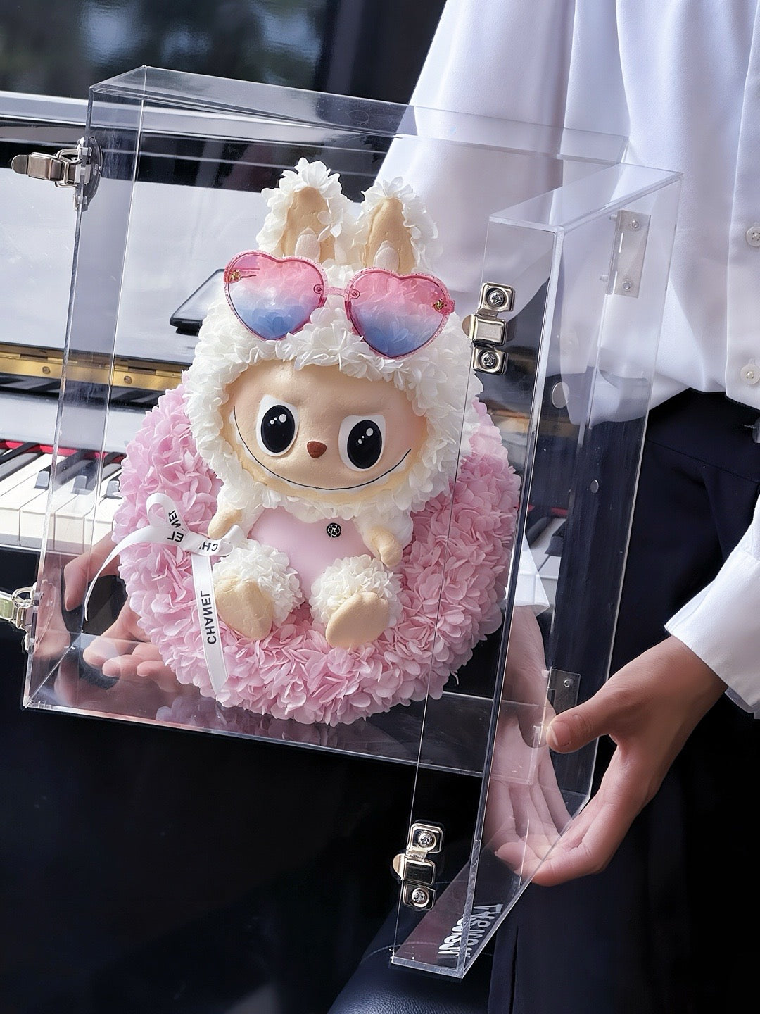 labubu doll preserved flower gift real flower gift box high-end light luxury birthday gift