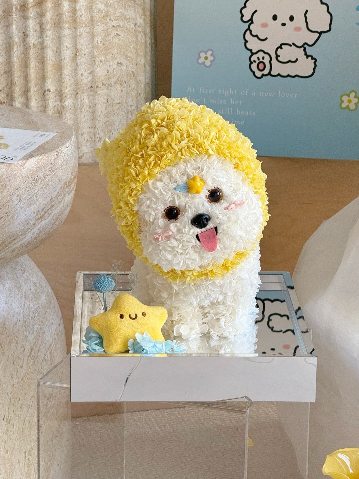 Preserved flower doll cute puppy star man ornaments preserved flower hydrangea cute light luxury gift for children