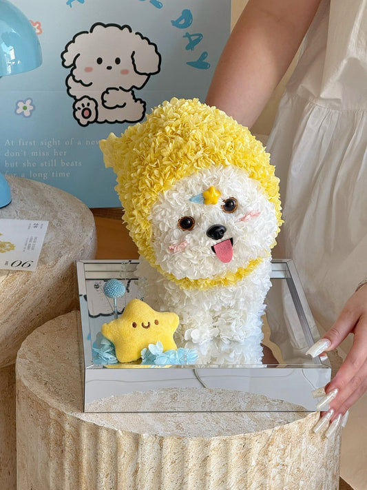 Preserved flower doll cute puppy star man ornaments preserved flower hydrangea cute light luxury gift for children