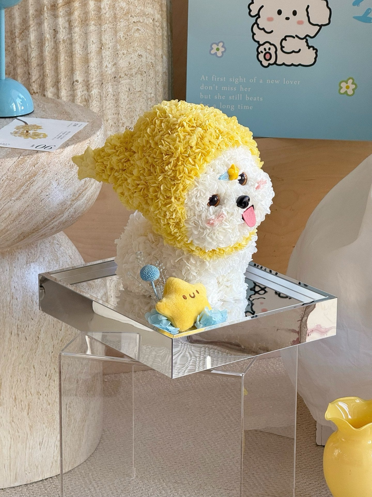 Preserved flower doll cute puppy star man ornaments preserved flower hydrangea cute light luxury gift for children