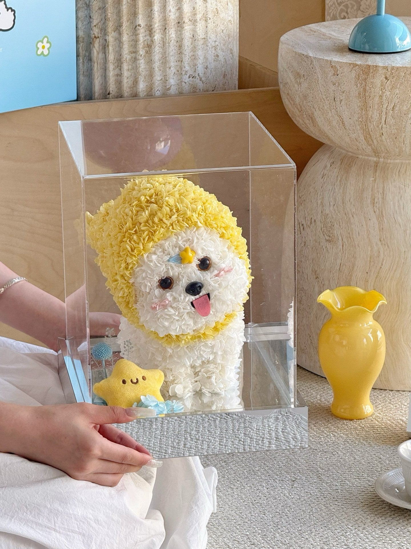 Preserved flower doll cute puppy star man ornaments preserved flower hydrangea cute light luxury gift for children