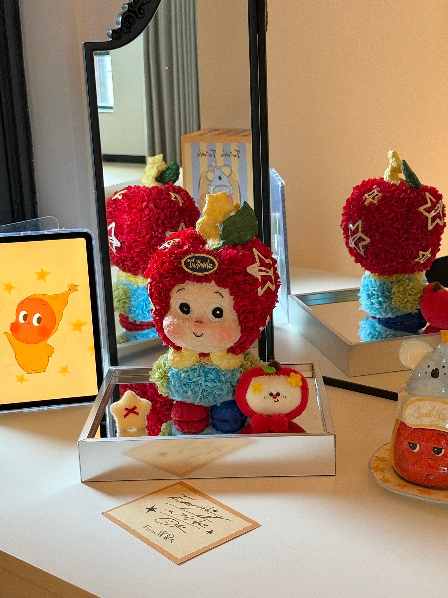 Christmas gift preserved flower apple star man doll real preserved flower ornaments for daughter birthday gift for children