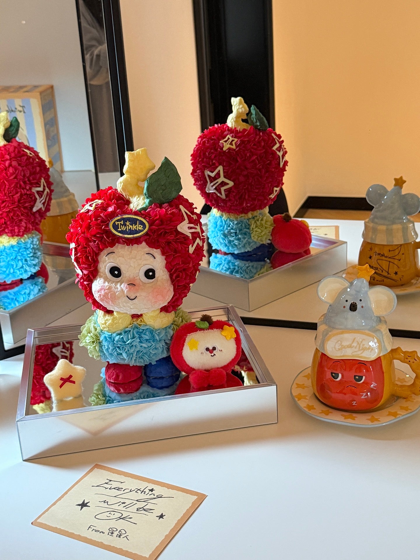 Christmas gift preserved flower apple star man doll real preserved flower ornaments for daughter birthday gift for children