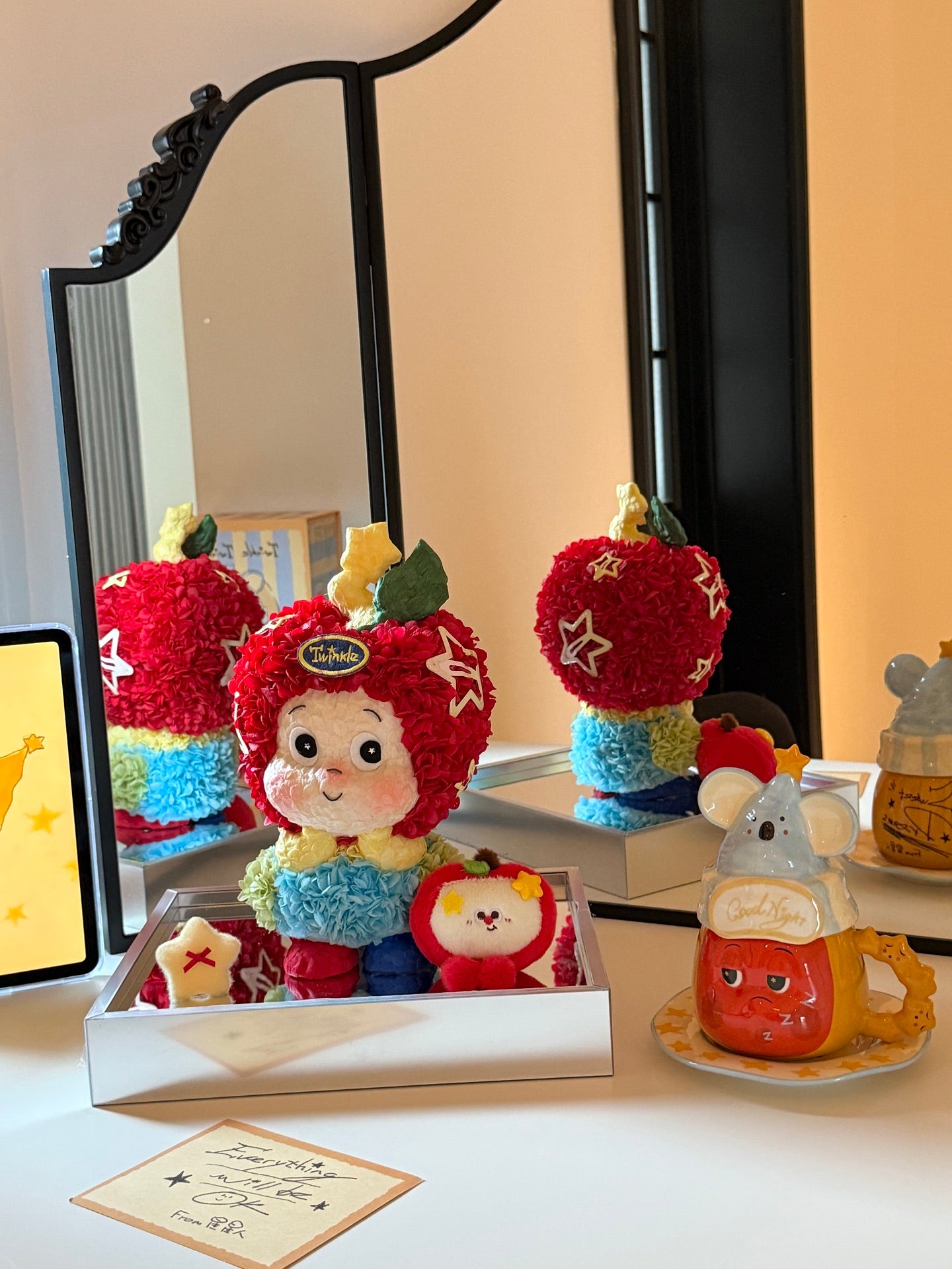 Christmas gift preserved flower apple star man doll real preserved flower ornaments for daughter birthday gift for children