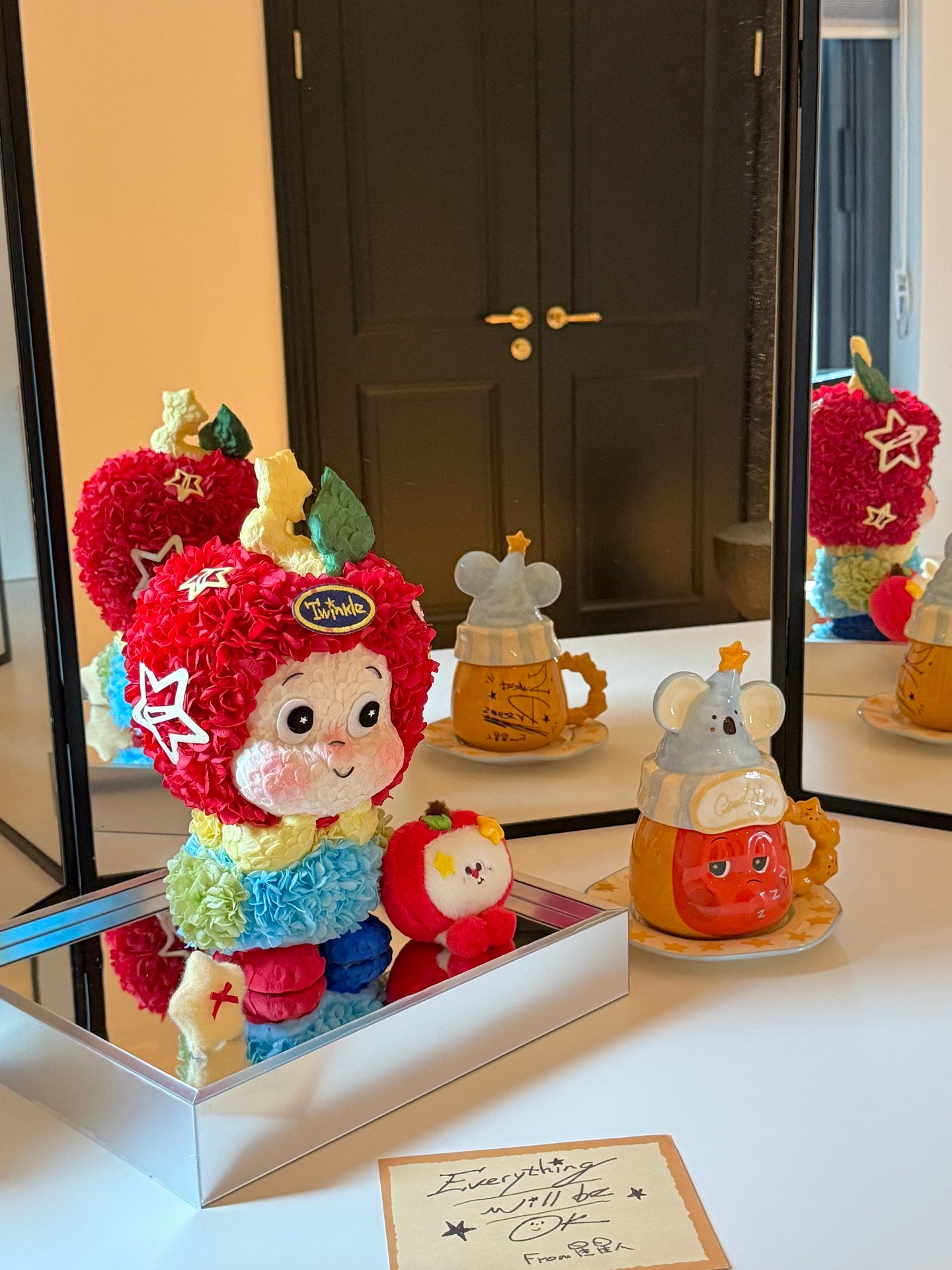 Christmas gift preserved flower apple star man doll real preserved flower ornaments for daughter birthday gift for children