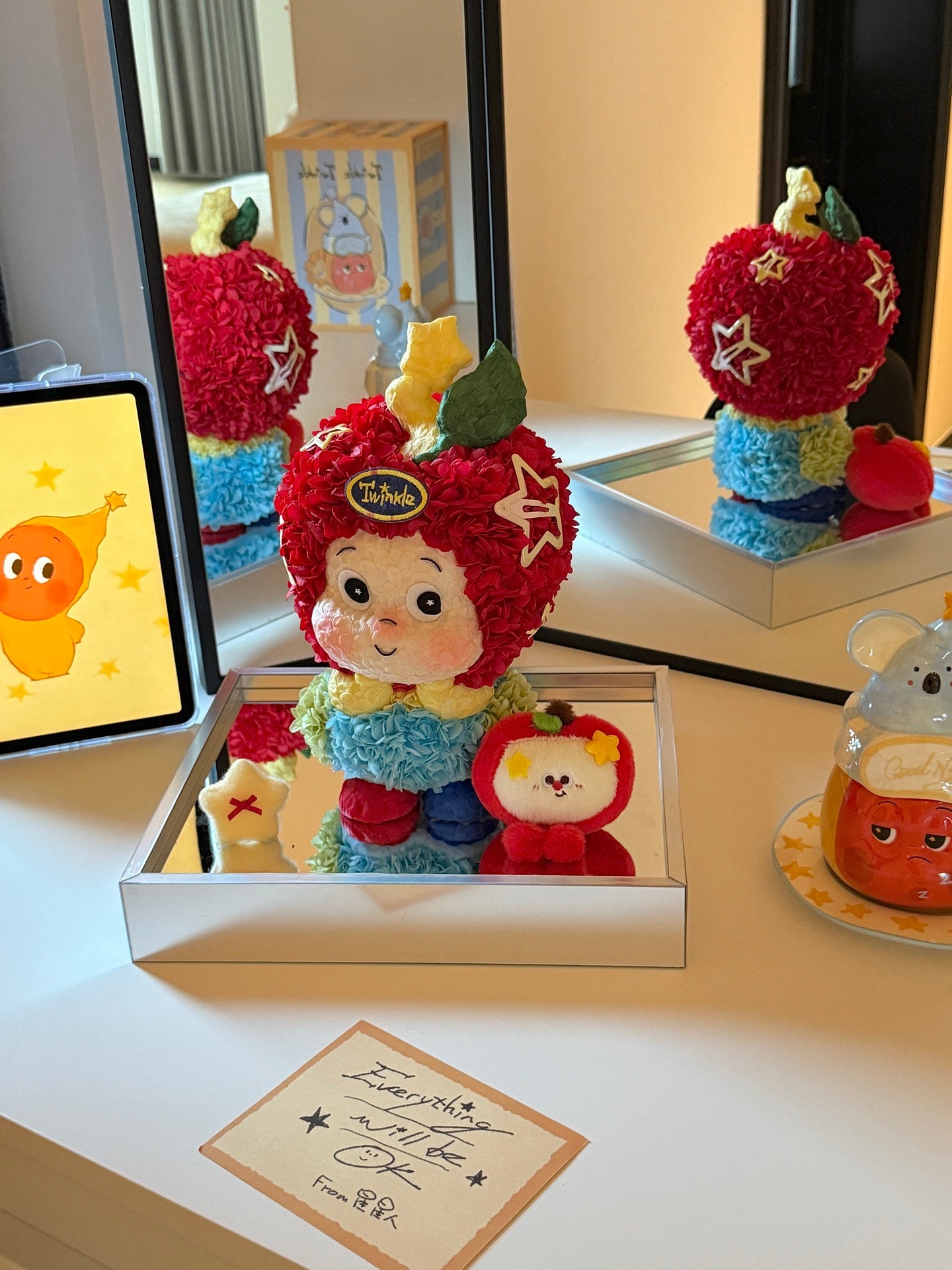 Christmas gift preserved flower apple star man doll real preserved flower ornaments for daughter birthday gift for children