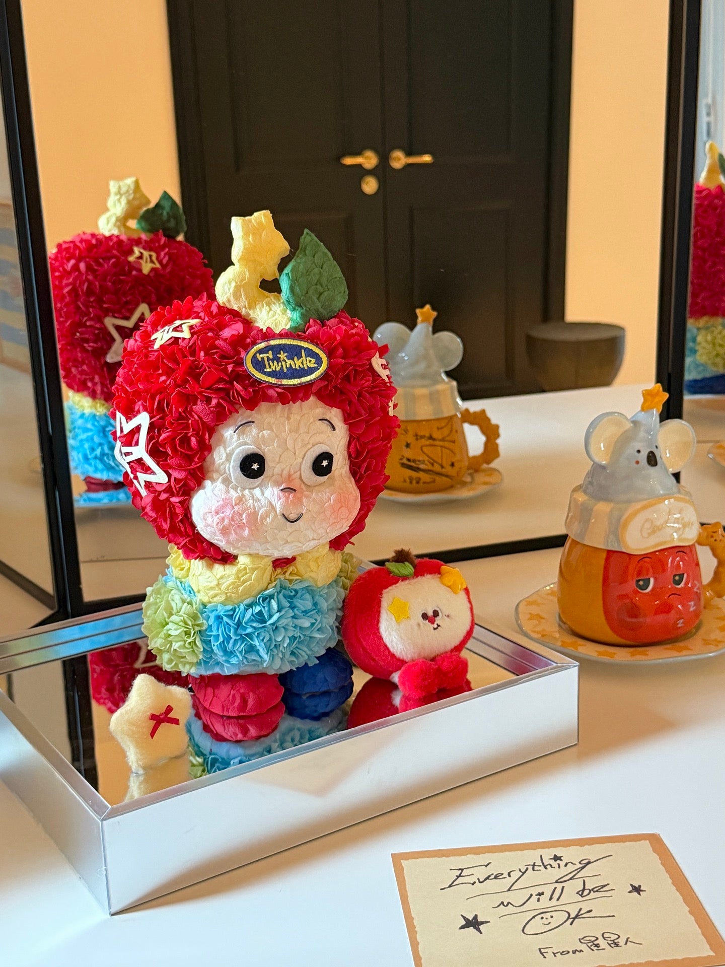 Christmas gift preserved flower apple star man doll real preserved flower ornaments for daughter birthday gift for children