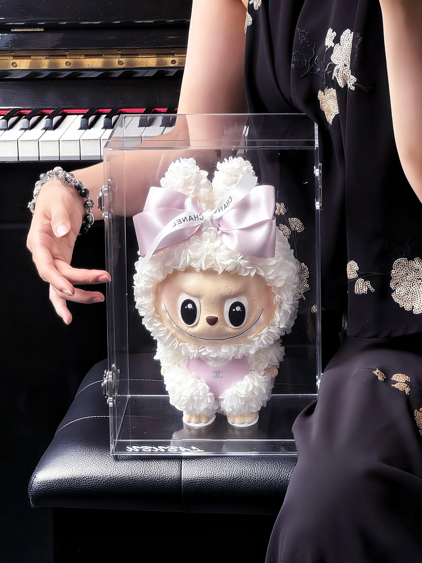 labubu doll preserved flower gift real flower gift box high-end light luxury birthday gift