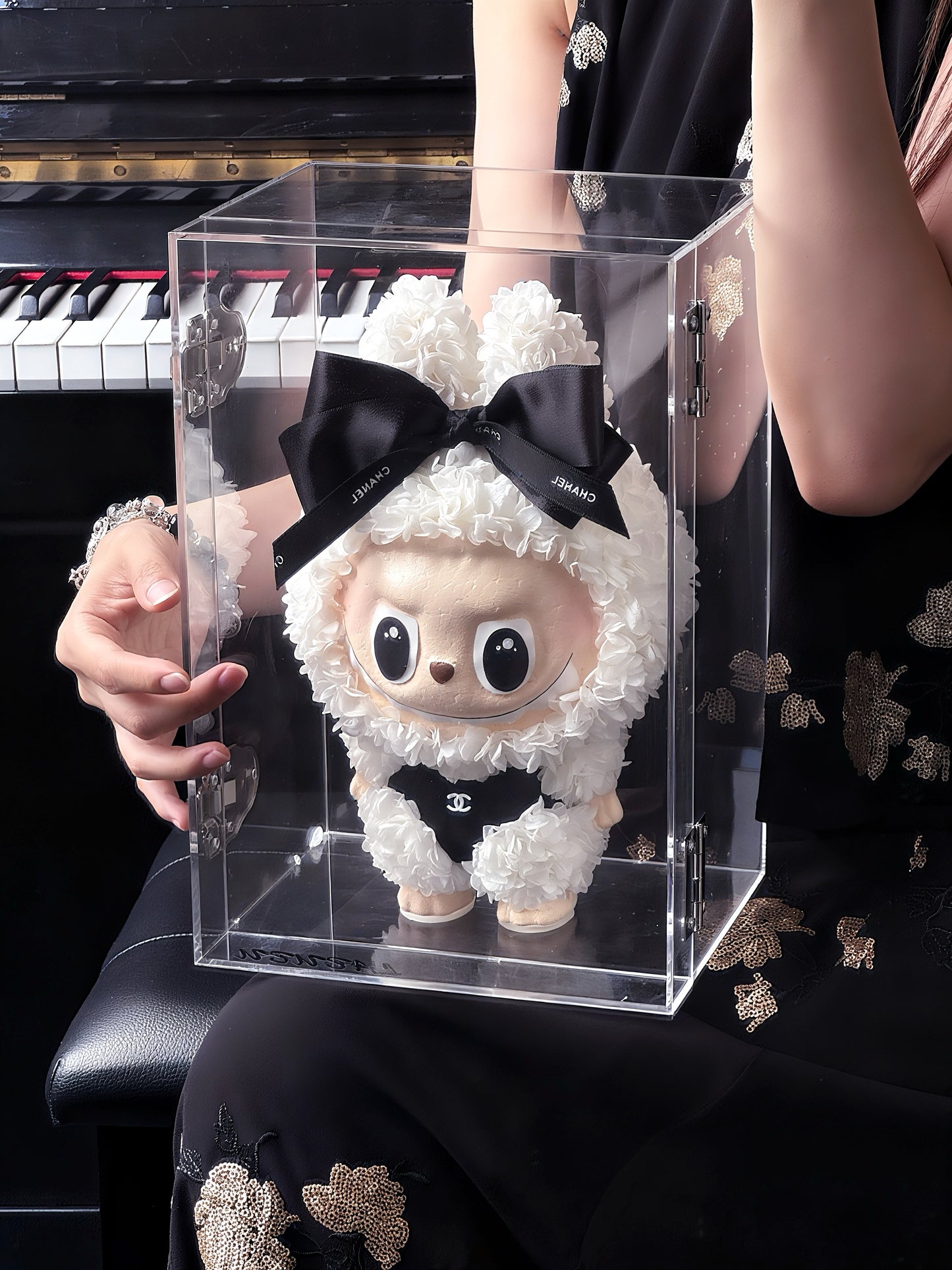 labubu doll preserved flower gift real flower gift box high-end light luxury birthday gift