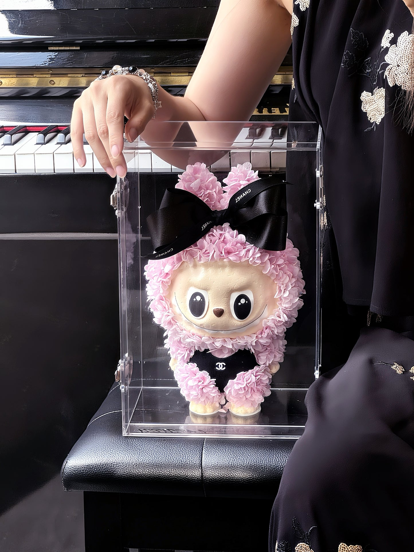 labubu doll preserved flower gift real flower gift box high-end light luxury birthday gift