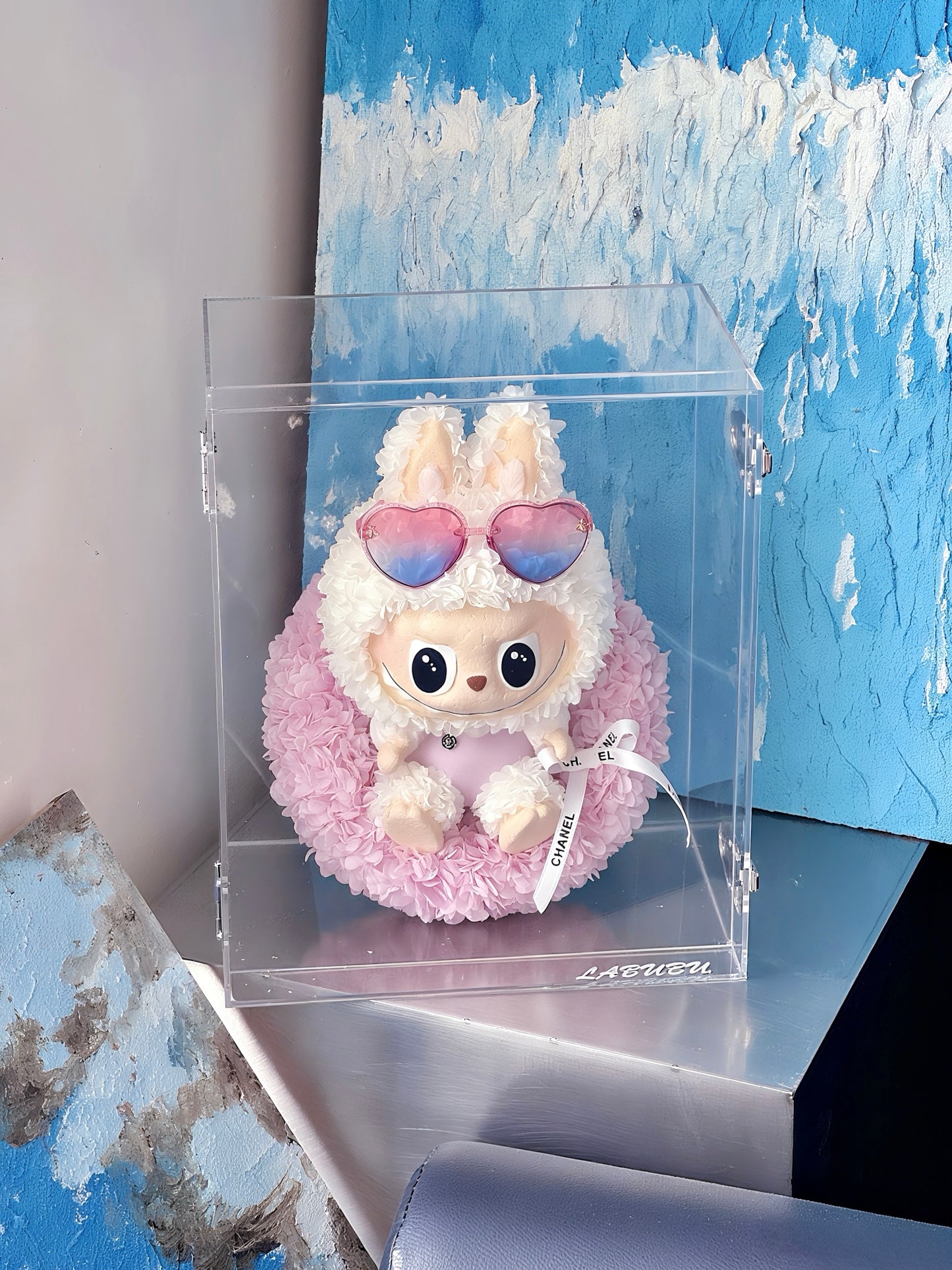 labubu doll preserved flower gift real flower gift box high-end light luxury birthday gift