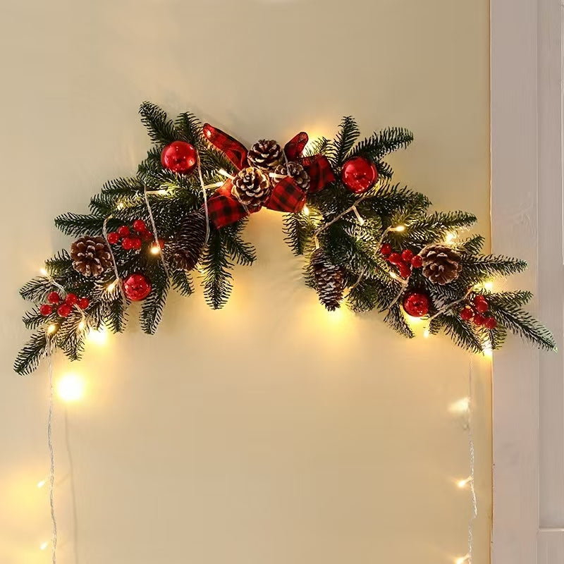 Christmas gift wreath door hanging Christmas decoration rattan ornament 50cm hanging mall scene decoration
