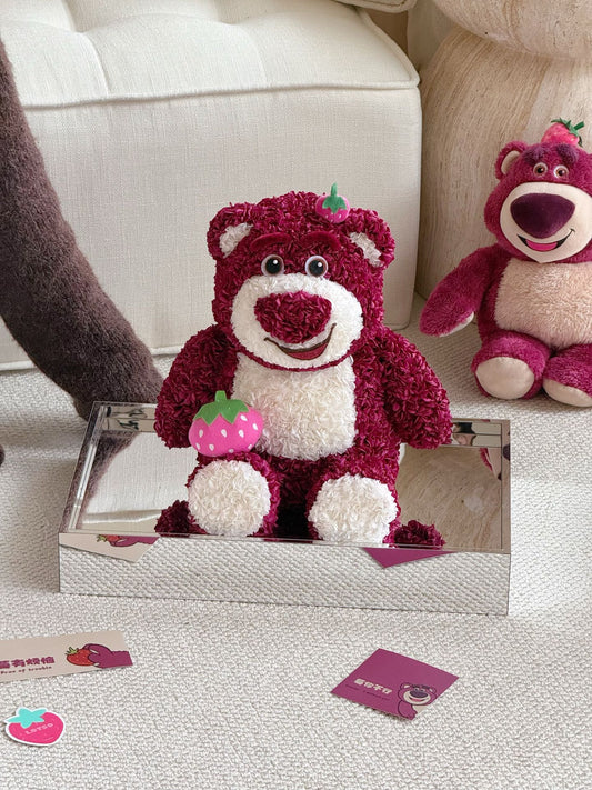 Flowers, hydrangeas, strawberry bear plush toys, birthday gifts, holiday gifts, Christmas gifts