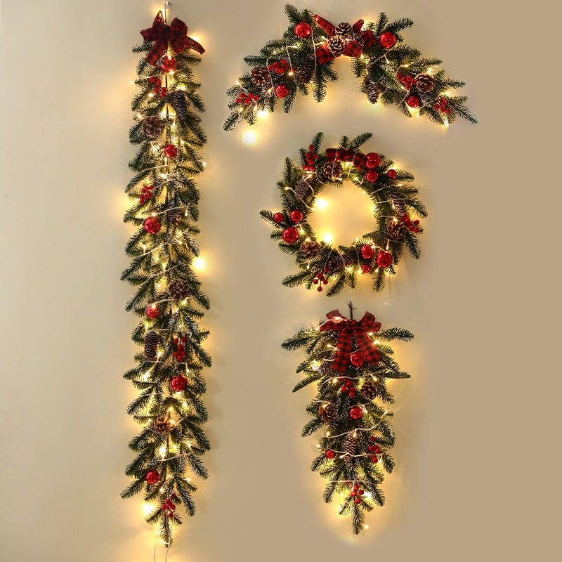 Christmas gift wreath door hanging Christmas decoration rattan ornament 50cm hanging mall scene decoration
