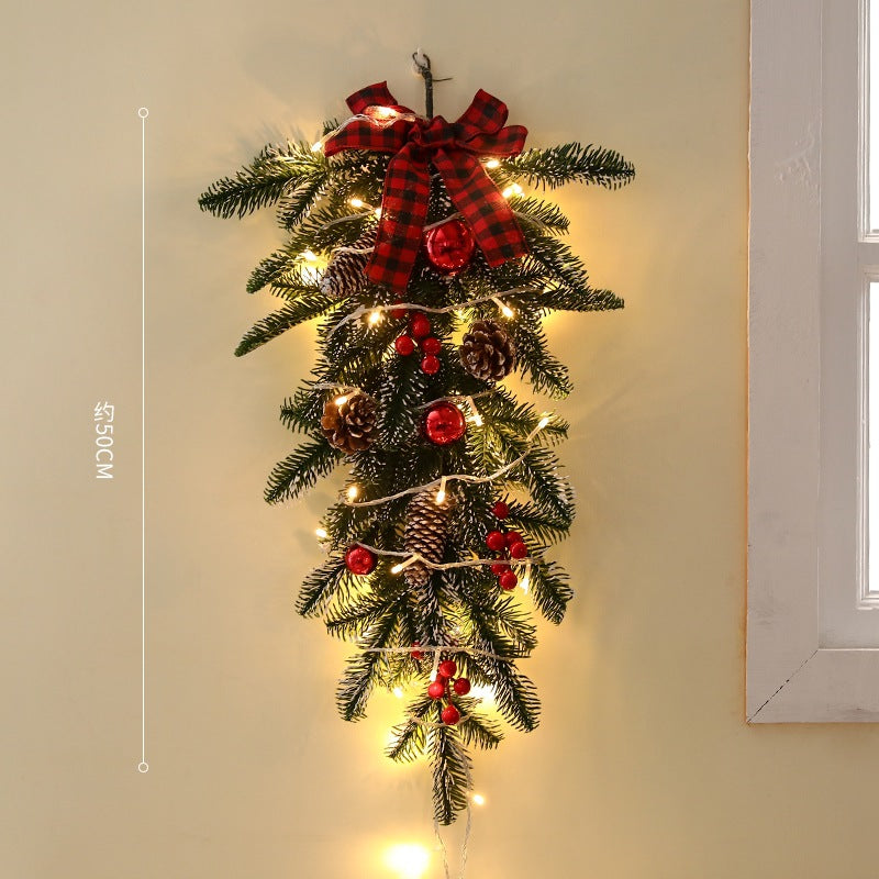 Christmas gift wreath door hanging Christmas decoration rattan ornament 50cm hanging mall scene decoration